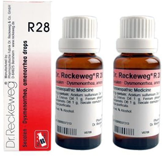 Dr. Reckeweg R28 Dysmenorrhea And Amenorrhea Drops  - 22 ml (Pack of 2)