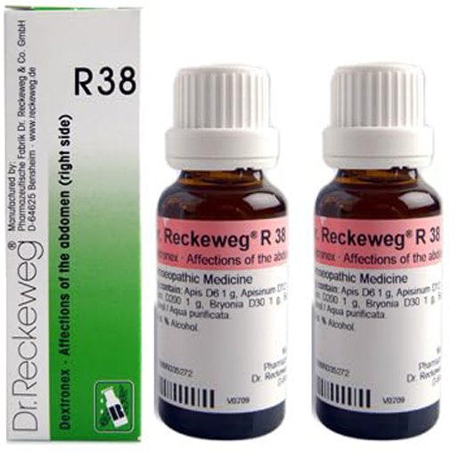 Dr. Reckeweg R38 Affections OF The Abdomen Right Side Drops - 22 ml (Pack of 2)