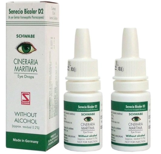 Dr Willmar Schwabe Germany Cineraria Maritima Without Alcohol Eye Drops - 10 ml (Pack of 2)