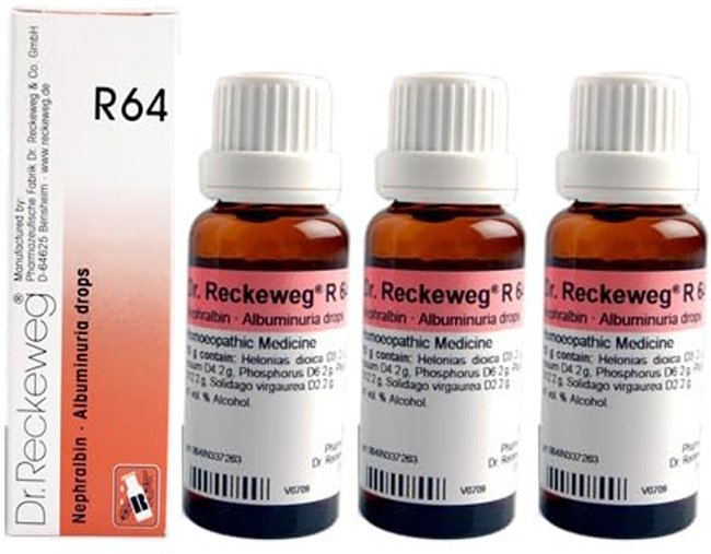 Dr. Reckeweg R64 Albuminuria Drops - 22 ml (Pack of 3)