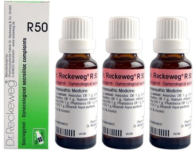 Dr. Reckeweg R50 Gynecological Sacroiliac Complaints Drops - 22 ml (Pack of 3)