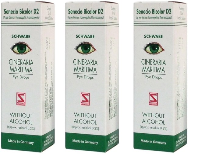 Dr Willmar Schwabe Germany Cineraria Maritima Without Alcohol Eye Drops - 10 ml (Pack of 3)