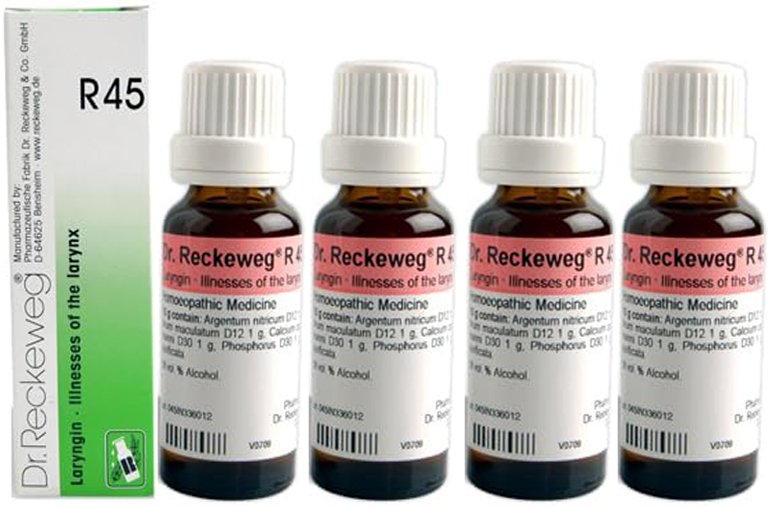 Dr. Reckeweg R45 Illnesses Of The Larynx Drops - 22 ml (Pack of 4)