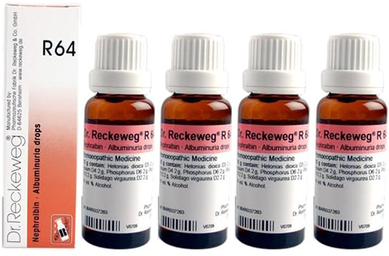 Dr. Reckeweg R64 Albuminuria Drops - 22 ml (Pack of 4)