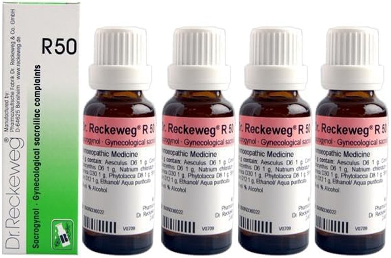 Dr. Reckeweg R50 Gynecological Sacroiliac Complaints Drops - 22 ml (Pack of 4)